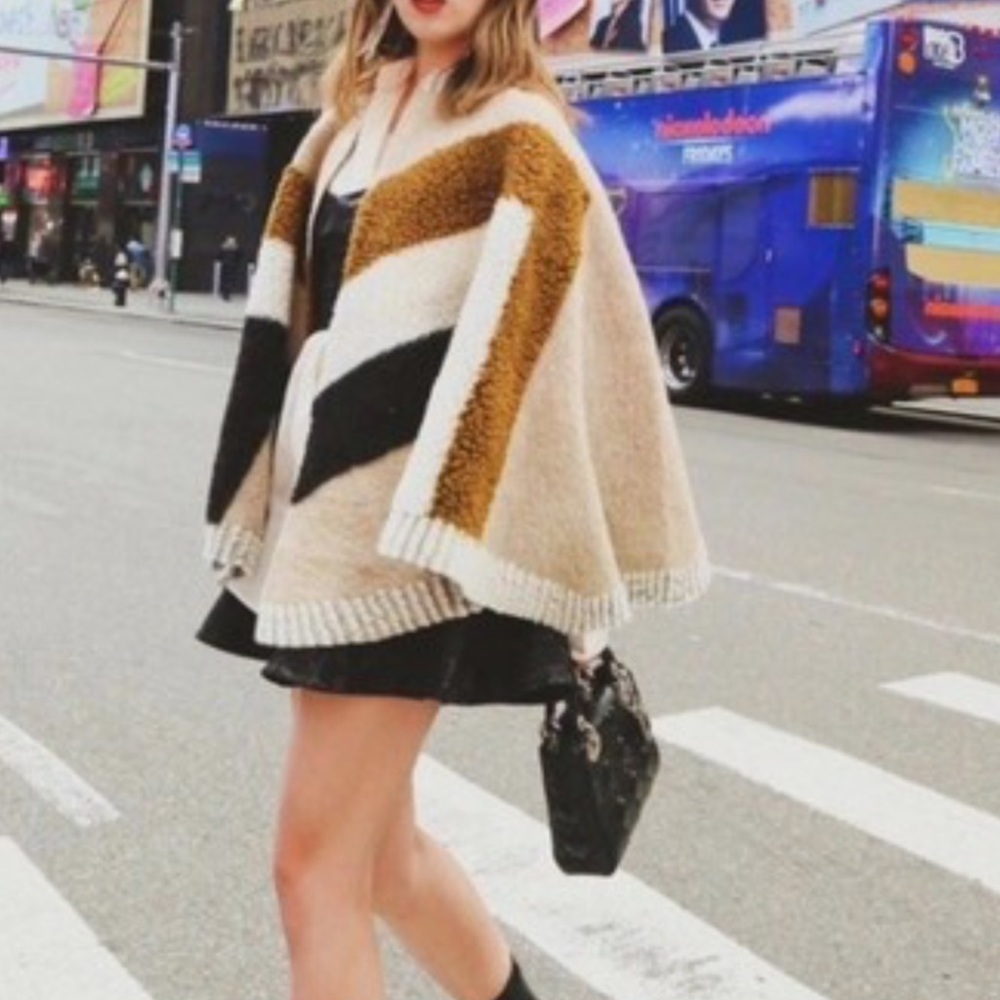 Maje Striped Wool Poncho